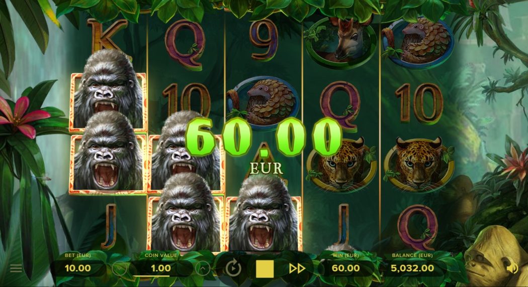 Призовые комбинации и бонусные символы слот Gorilla Kingdom