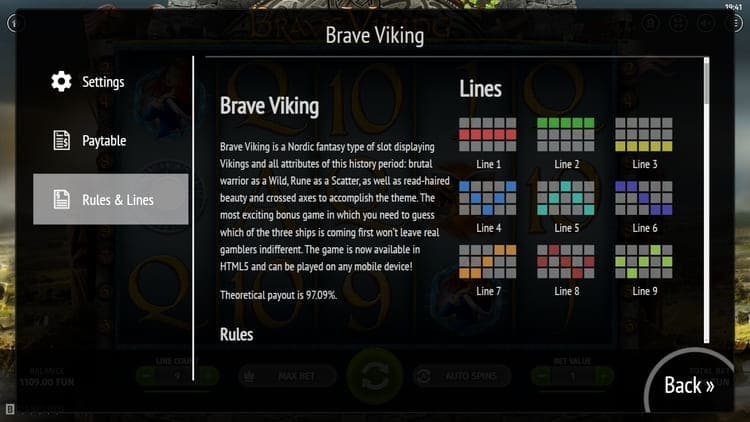 Технические параметры слота Brave Viking